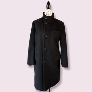 Hugo Boss Long Black Cashmere Wool Coat 36R